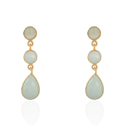 Silver Stone Earrings Mineral Earrings - 37 mm - Gold Plated