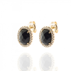 Silver Stone Earrings Zirconia Earrings - Oval