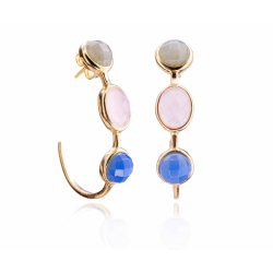 Silver Stone Earrings Mineral Earrings - 6*8mm - Gold Plated and Rhodium Silver