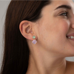 Silver Stone Earrings Mineral Earrings
