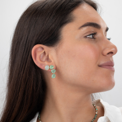 Silver Stone Earrings Mineral Earrings - 9*11mm