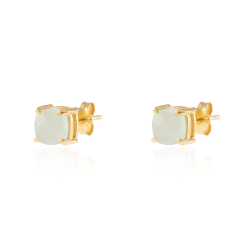 Silver Stone Earrings Mineral Earrings - 6mm