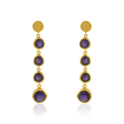 Silver Stone Earrings Earrings 4 Gemstones - 47mm - Gold Plated