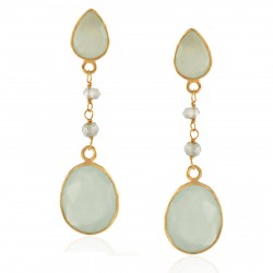 Silver Stone Earrings Mineral Earrings - 43 mm - Gold plated