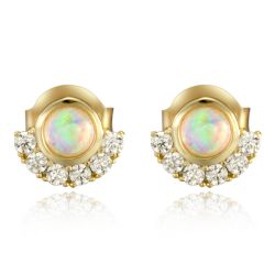 Silver Stone Earrings Mineral Earrings - Opal - 10 mm