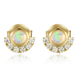 Pendiente Plata Mineral Pendientes Mineral - Opal - 10 mm