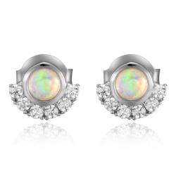 Pendiente Plata Mineral Pendientes Mineral - Opal - 10 mm