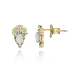 Silver Stone Earrings Mineral Earrings - 9MM - Gold Plated and Rhodium Silver