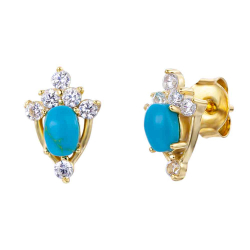 Silver Stone Earrings Mineral Earrings - 9MM - Gold Plated and Rhodium Silver