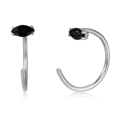 Silver Stone Earrings Mineral Earrings - 2.5 * 5 Black Onix - Gold Plated and Rhodium Silver