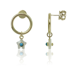 Boucles D'Oreilles Argent Minéral Boucle d'oreille Minéral - Anneau 15 mm - Dorure Or et Argent Rhodié