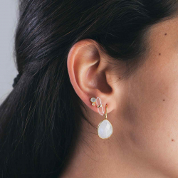 Silver Stone Earrings Mineral Earrings - Button