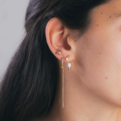 Silver Stone Earrings Pendiente Aro 15*20 Opalo Bañado Oro y Plata Rodiada Opalo