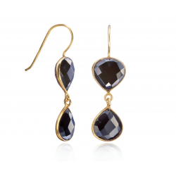 Silver Stone Earrings Mineral Earrings - 2 Teardrops - 29 mm - Gold Plated