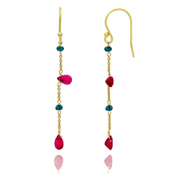 Silver Stone Earrings Mineral Chain Earring - 50 mm - Gold Plated