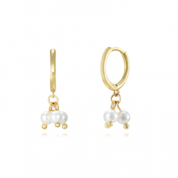 Silver Stone Earrings Pearl Mineral Earrings - 11 + 8 mm - Gold Plated
