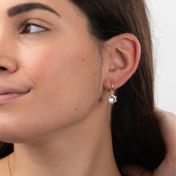 Silver Stone Earrings Hoop Sun Earrings - Mineral 7mm - Gold Plated