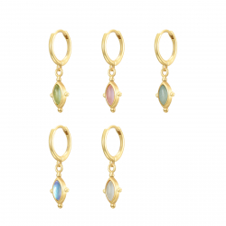 Silver Stone Earrings Hoop Marquise Earrings - Mineral 13,50*7mm - Gold Plated