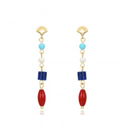 Silver Stone Earrings Mineral Earrings - Length 44mm - Gold Plated