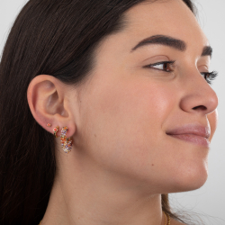 Silver Stone Earrings Mineral Earrings - Hoop 25 mm - Gold Plated