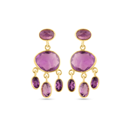 Silver Stone Earrings Mineral Earrings - 29mm - Gold Plated