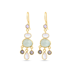 Silver Stone Earrings Mineral Earrings - 40mm - Gold Plated