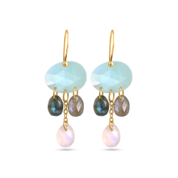 Silver Stone Earrings Mineral Earrings - 32mm - Gold Plated