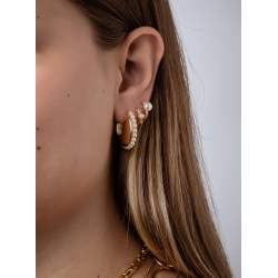 Ohrringe Silber Minerale Perlen-Mineral-Ohrringe - 24 mm - vergoldet und Rhodium-Silber