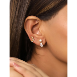 Boucles D'Oreilles Argent Minéral Boucles d’oreilles minérales - Perle 5mm - Plaqué Or et Argent Rhodium