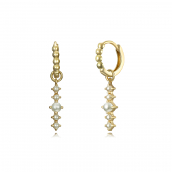 Silver Stone Earrings Mother-of-Pearl Mineral Hoop Earrings - 12+16 mmm - Zirconia - Gold plated and Rhodium Silver