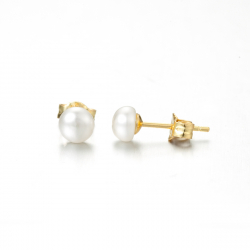 Silver Stone Earrings Mineral Earrings - Cultured Pearl 4 mm, 5 mm, 6 mm, 7 mm - Gold plated and Rhodium Silver