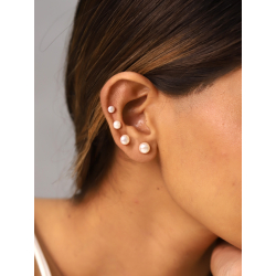Boucles D'Oreilles Argent Minéral Boucles d'oreilles minérales - Perle de culture 4 mm, 5 mm, 6 mm, 7 mm - Plaqué or et argent rhodié