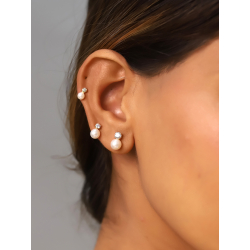 Ohrringe Silber Minerale Zuchtperlen-Mineral-Ohrringe – weißer Zirkon – 10 mm – vergoldet und rhodiniertes Silber