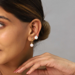 Ohrringe Silber Minerale Zuchtperlen-Mineral-Ohrringe – Quadratischer weißer Zirkon – 13 mm – vergoldet und rhodiniertes Silber