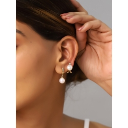 Ohrringe Silber Minerale Mineral Zuchtperlen-Ohrringe - 12+11 mm – vergoldet und rhodiniertes Silber