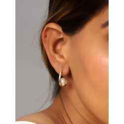 Silver Stone Earrings Cultured Pearl Mineral Earrings - 24 mm - Zirconia - Gold plated and Rhodium Silver