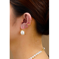 Silver Stone Earrings Cultured Baroque Pearl Earrings - 25mm - Gold plated and Rhodium Silver