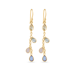 Silver Stone Earrings Mineral Earrings - 50mm - Gold Plated & Silver