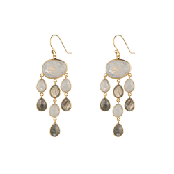 Silver Stone Earrings Mineral Earrings - Long 65*24mm - Gold Plated