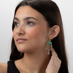 Silver Stone Earrings Mineral Earrings - Long 65*24mm - Gold Plated