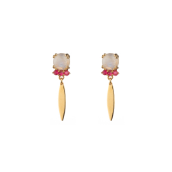 Silver Stone Earrings Mineral Earrings - Long 28mm - Gold Plates