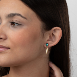 Silver Stone Earrings Mineral Earrings - Long 28mm - Gold Plates