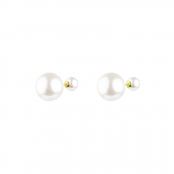Silver Stone Earrings Simile Pearl Earrings - 25mm - Zirconia - Gold plated and Rhodium Silver
