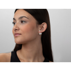 Silver Stone Earrings Simile Pearl Earrings - 25mm - Zirconia - Gold plated and Rhodium Silver
