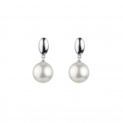 Silver Stone Earrings Simile Pearl  Earrings - 32mm - Zirconia - Gold plated and Rhodium Silver