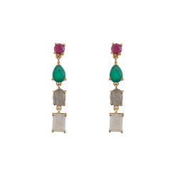 Silver Stone Earrings Mineral Earrings - Zirconia - 35 mm Strip - Gold Plated
