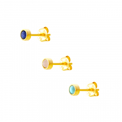 Pendiente Plata Mineral Pendientes Mineral - Redondo 4mm - Bañado Oro