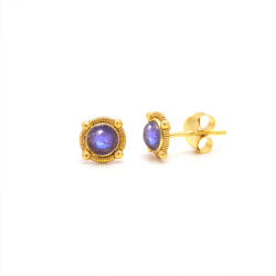 Pendiente Plata Mineral Pendientes Mineral - Redondo 9mm - Bañado Oro y Plata