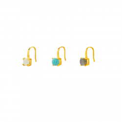 Pendiente Plata Mineral Pendientes Minerales - Button 16mm - Bañado Oro