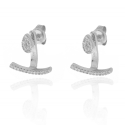 Silver Zircon Earrings Zirconia Ear Jacket Earrings